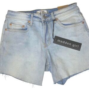 Madden Girl Womens Light Wash 5 Inch‎ Inseam Denim Cutoff Shorts Size 5